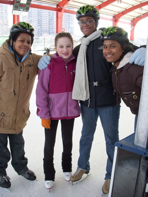 Pippa with outreach participants Pippa with students